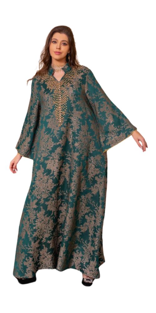 
                      
                        Beaded Collar Elegance Abaya Green
                      
                    