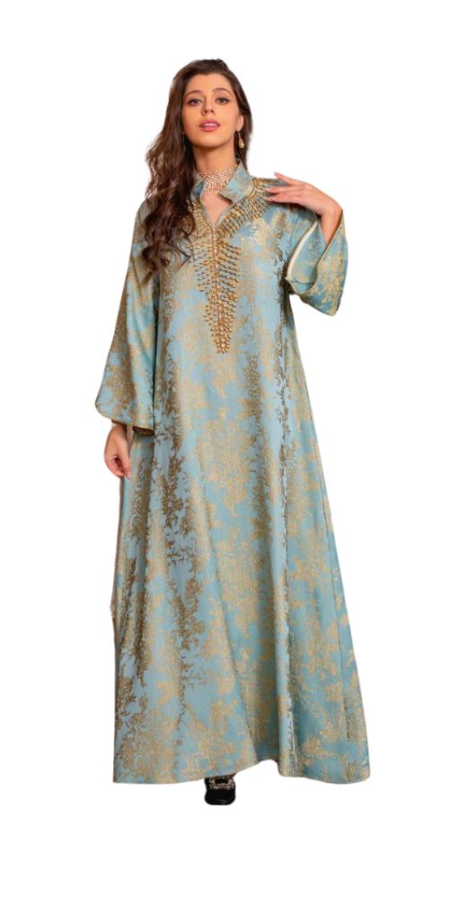 
                      
                        Beaded Collar Elegance Abaya Light Blue
                      
                    