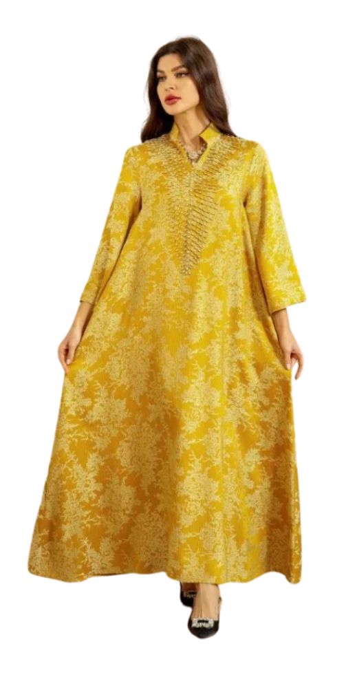 
                      
                        Beaded Collar Elegance Abaya Yellow
                      
                    