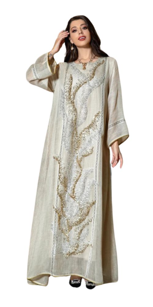 
                      
                        Dubai Elegance Mesh Beaded Abaya Apricot
                      
                    