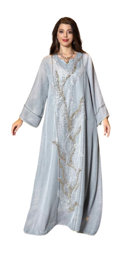 
                      
                        Dubai Elegance Mesh Beaded Abaya Gray
                      
                    