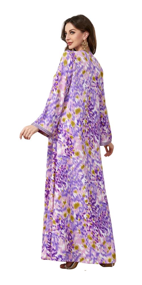 Eid Print Jalabiya Purple