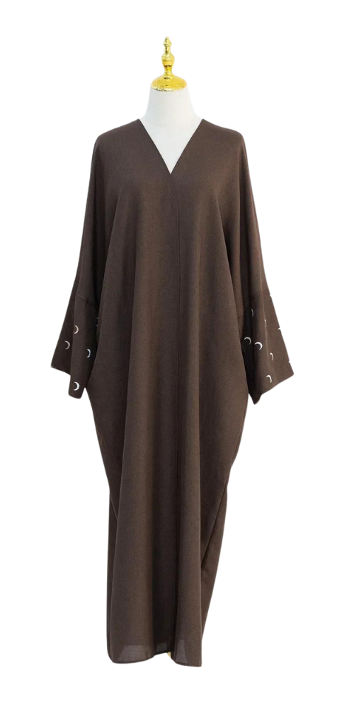 
                      
                        Linen Pocket Kimono Abaya Brown
                      
                    