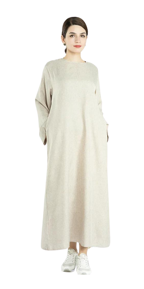 
                      
                        Plain Cotton Linen Abaya Beige
                      
                    