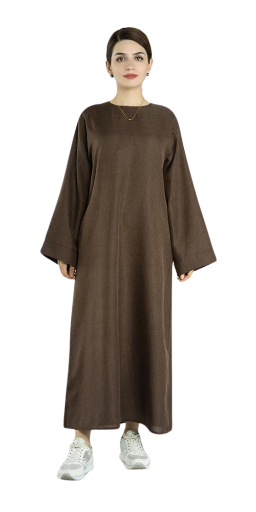 
                      
                        Plain Cotton Linen Abaya Brown
                      
                    