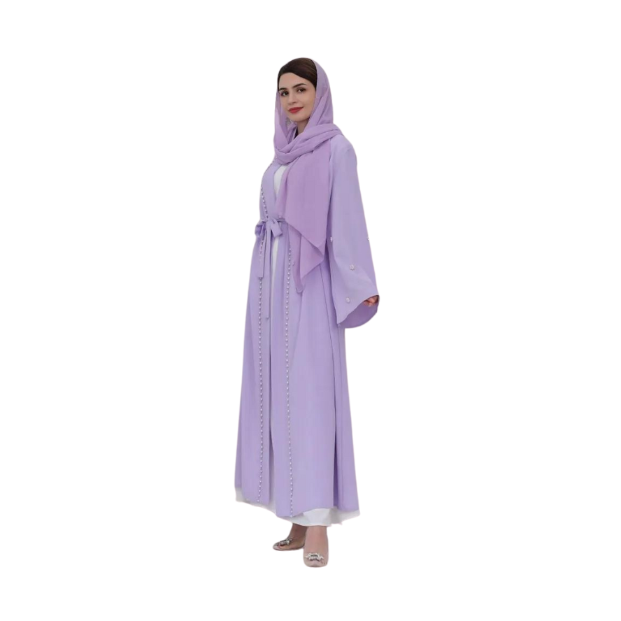 
                      
                        Purple Beaded Kimono Abaya
                      
                    