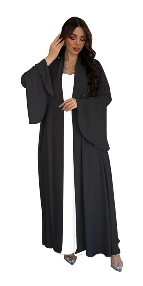 
                      
                        Ruffle Sleeve Kimono Abaya Black
                      
                    