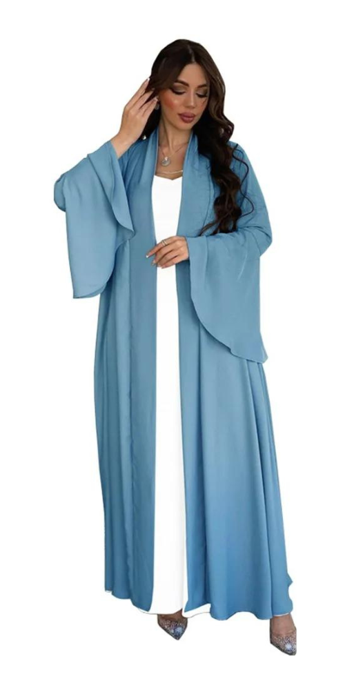 
                      
                        Ruffle Sleeve Kimono Abaya Blue
                      
                    