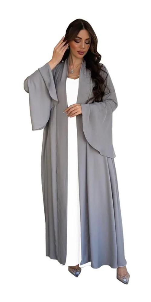 
                      
                        Ruffle Sleeve Kimono Abaya Gray
                      
                    