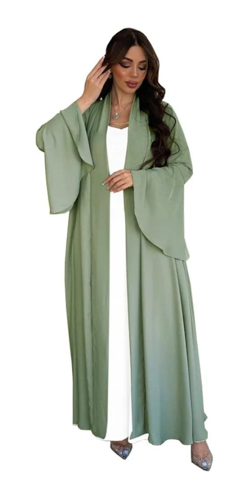 
                      
                        Ruffle Sleeve Kimono Abaya Green
                      
                    