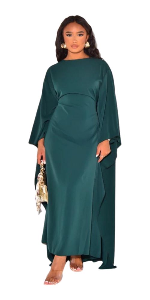 
                      
                        Satin Serenity Bat Sleeve Abaya Green
                      
                    