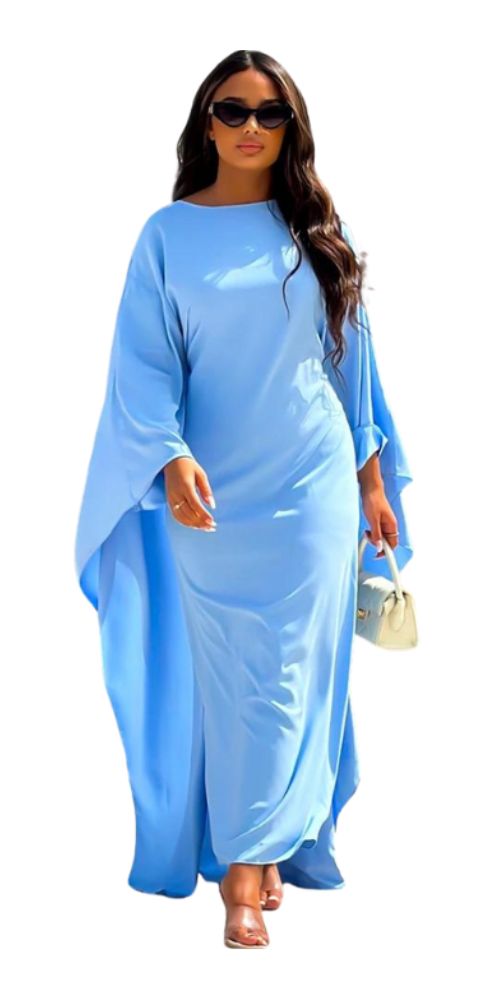 
                      
                        Satin Serenity Bat Sleeve Abaya Light Blue
                      
                    